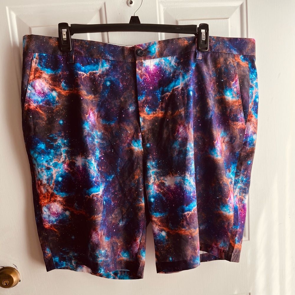 Never worn! Big and outer  space pattern Hreski men’s golf shorts size 44